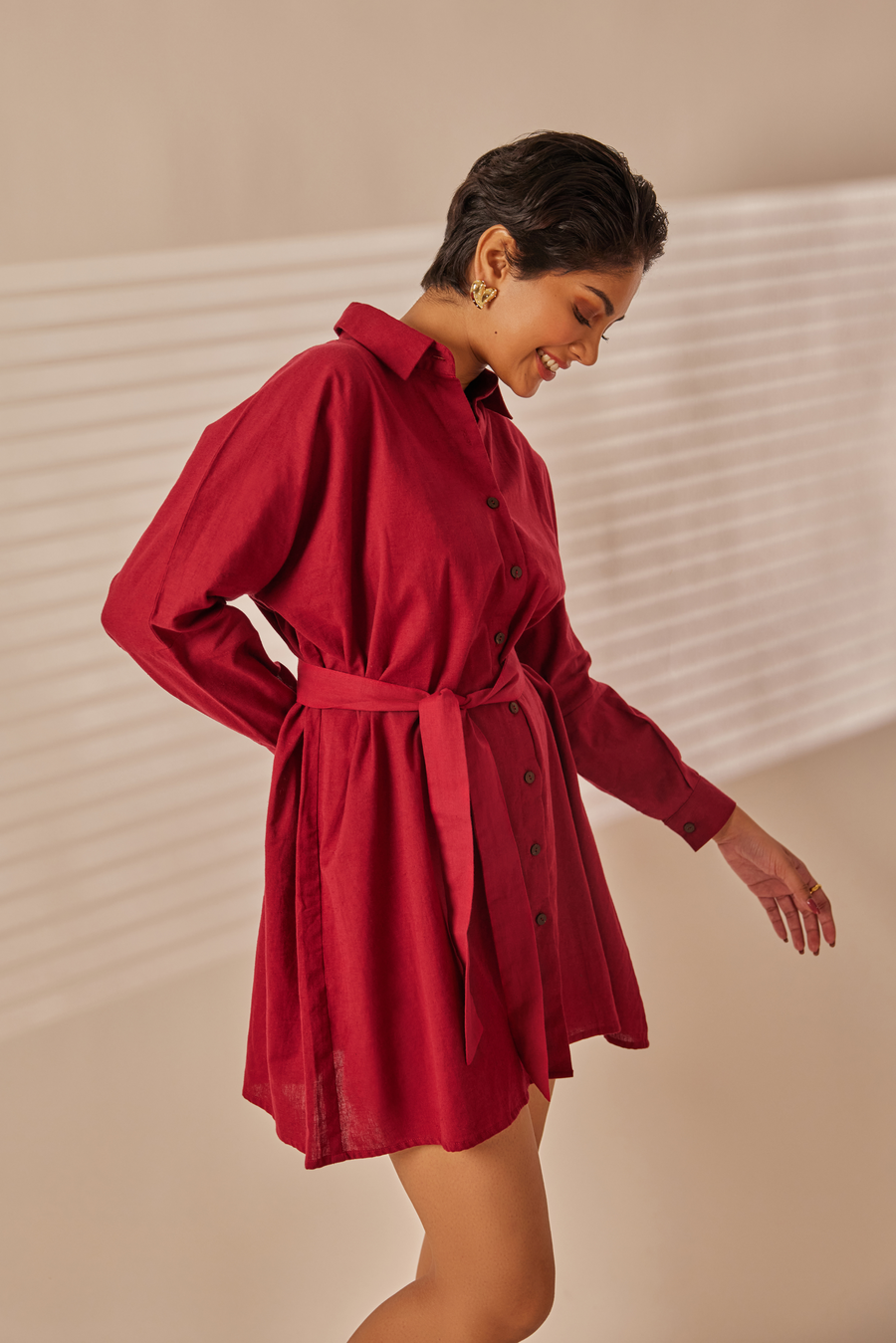 Ora Ruby Red Shirt Dress