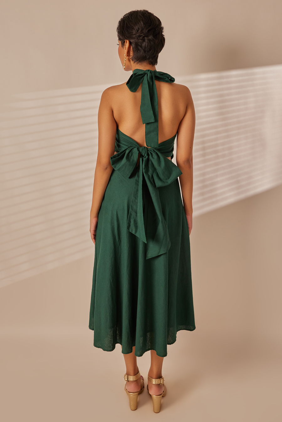 Ray Emerald Green Halter Midi Dress