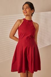 Pri Ruby Red Pleated Mini Dress