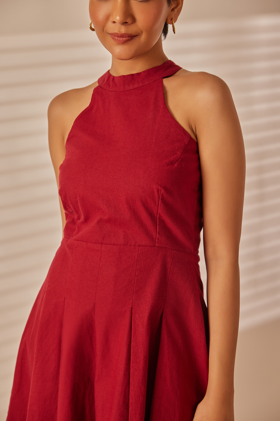 Pri Ruby Red Pleated Mini Dress