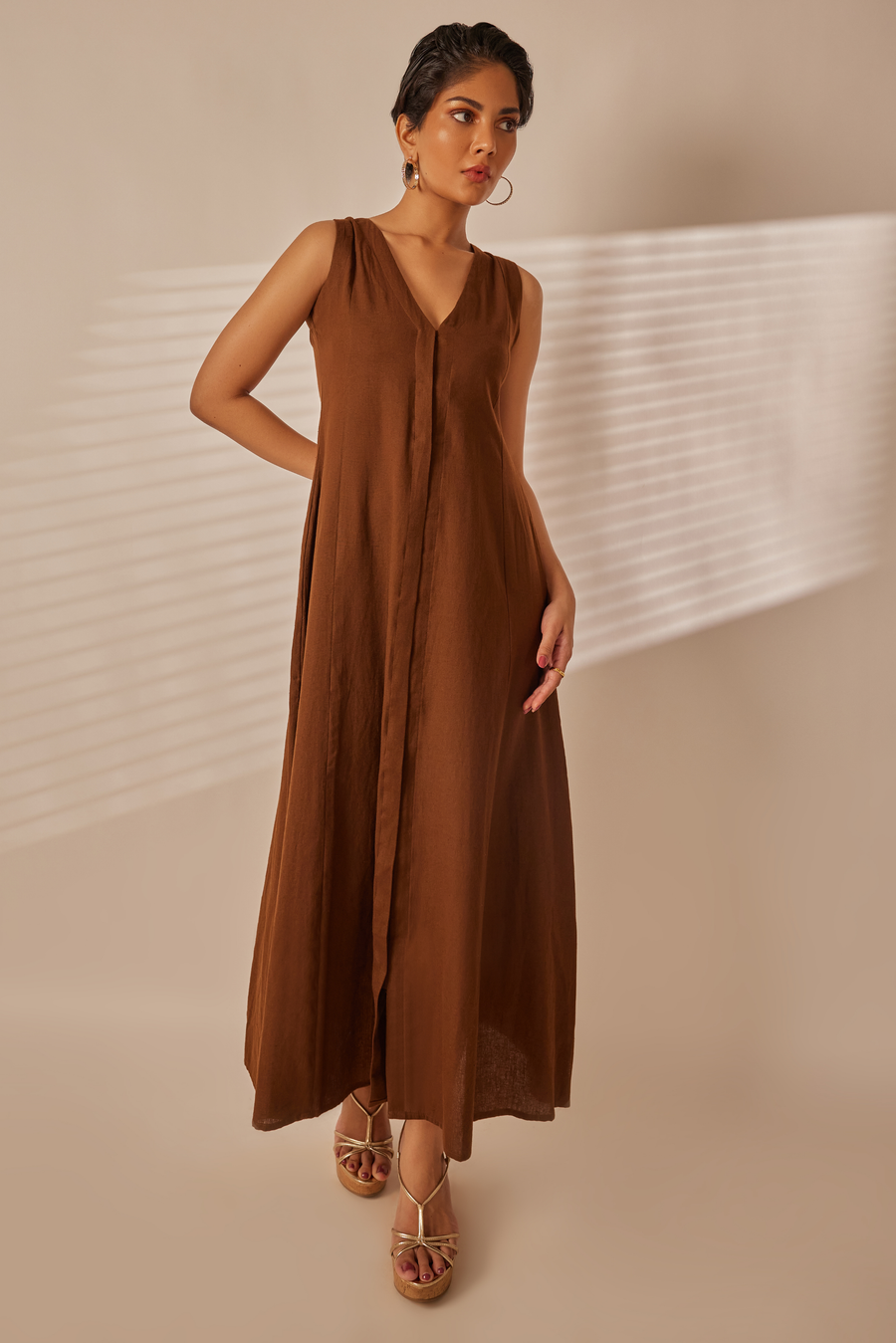 Rie Chocolate Brown Tunic Dress