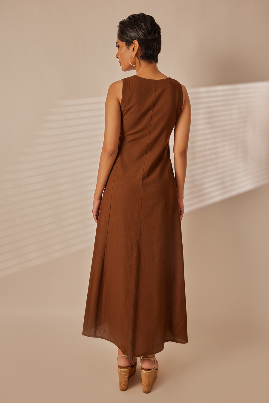 Rie Chocolate Brown Tunic Dress