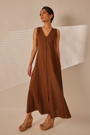 Rie Chocolate Brown Tunic Dress