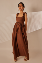 Tri Chocolate Brown Maxi Dress