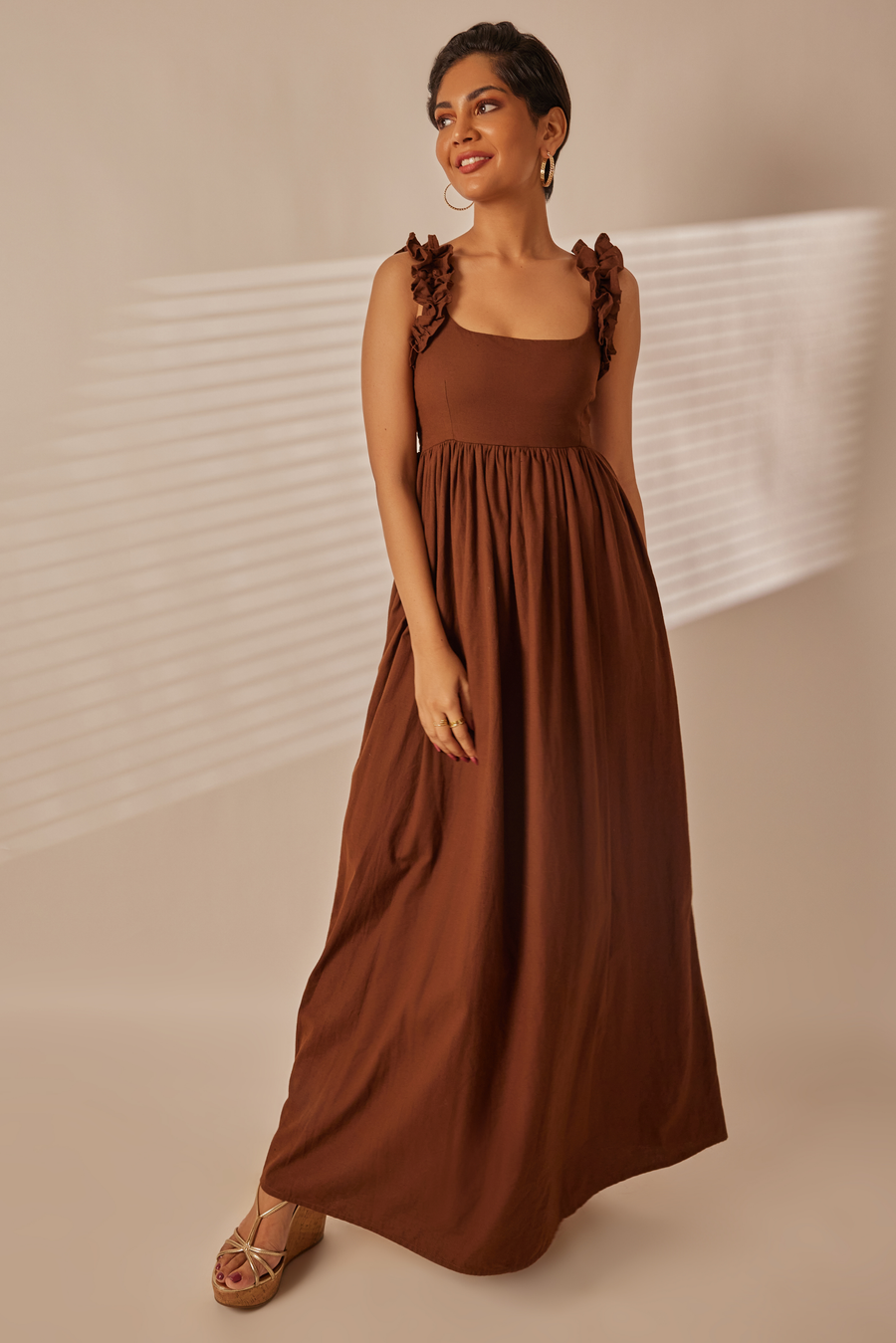 Tri Chocolate Brown Maxi Dress