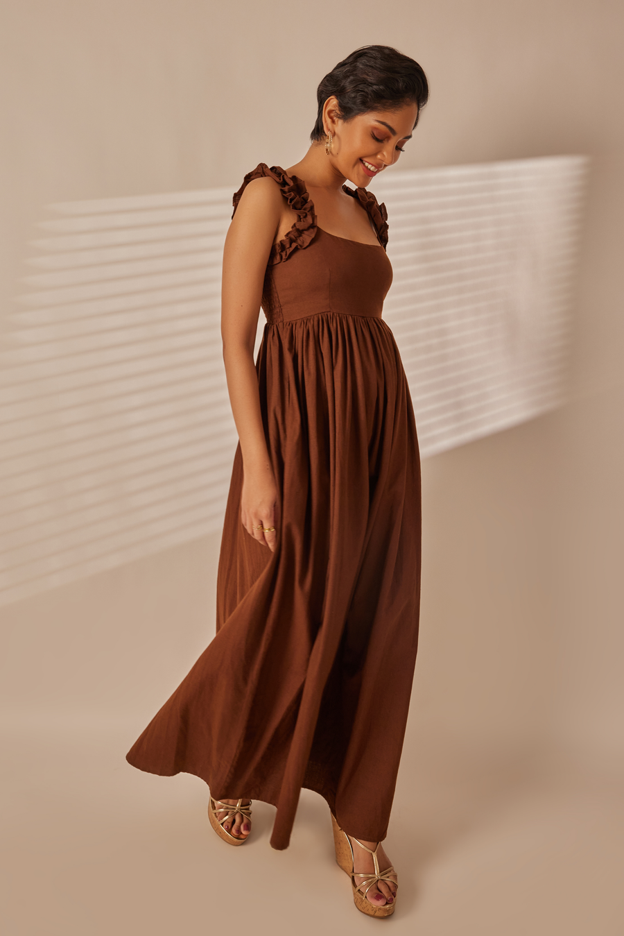 Tri Chocolate Brown Maxi Dress