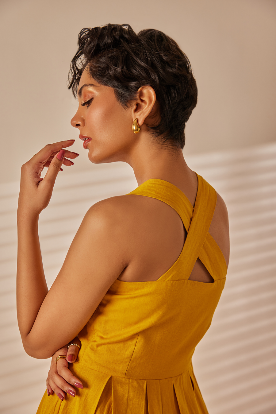 Mia Mustard Yellow Midi Dress Amaatie