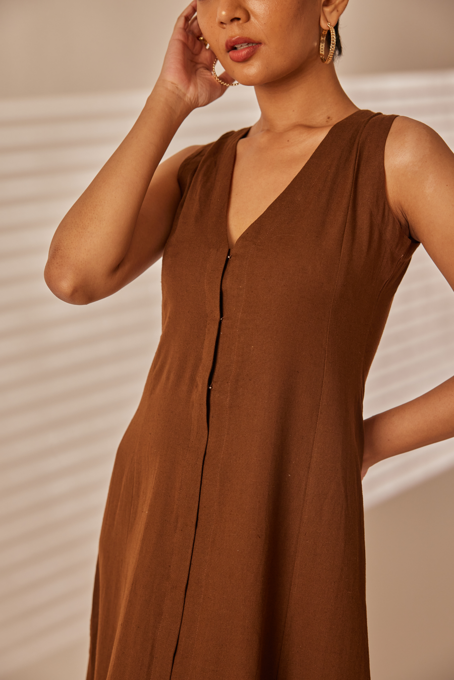 Rie Chocolate Brown Tunic Dress