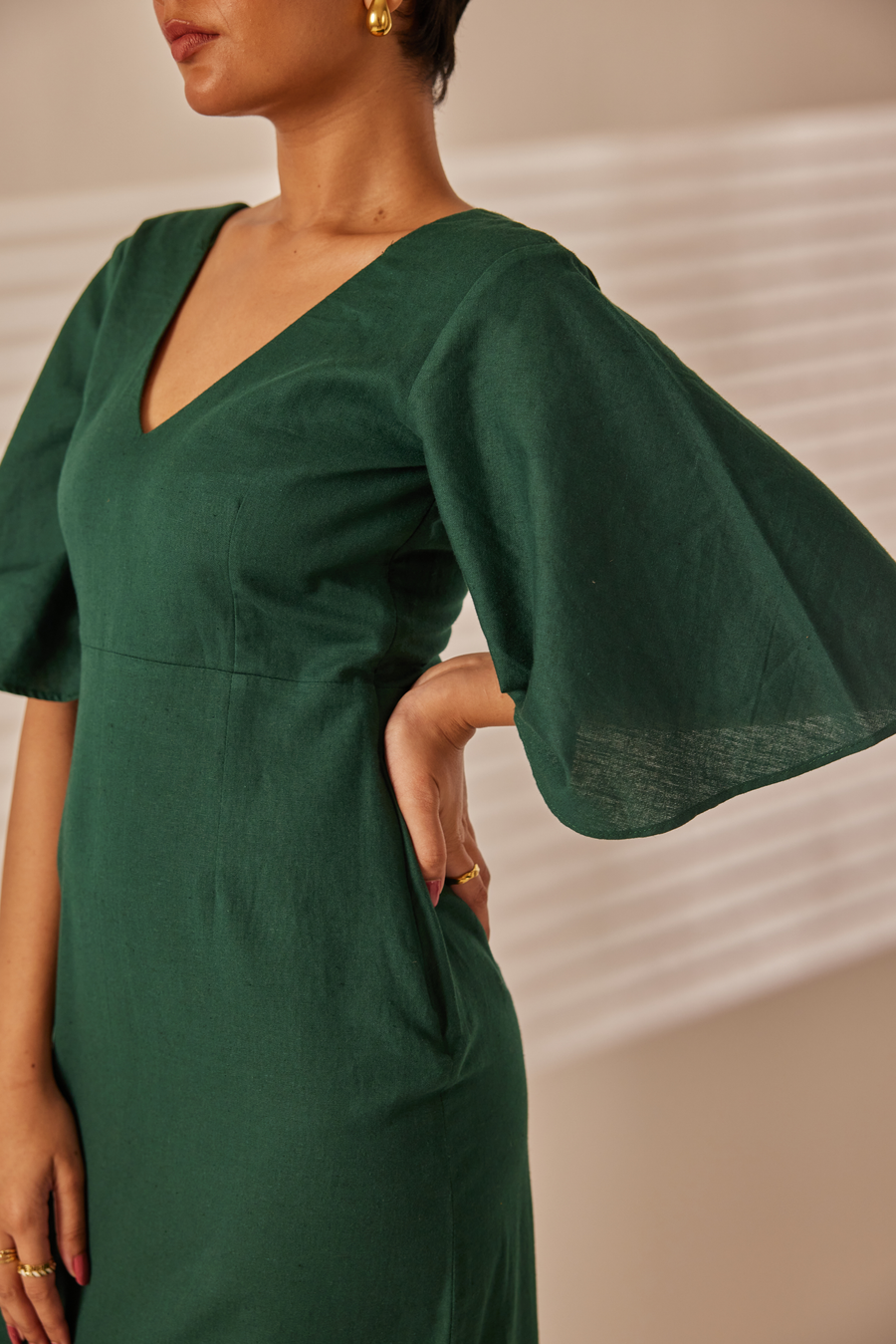 Riz Emerald Green Midi Dress