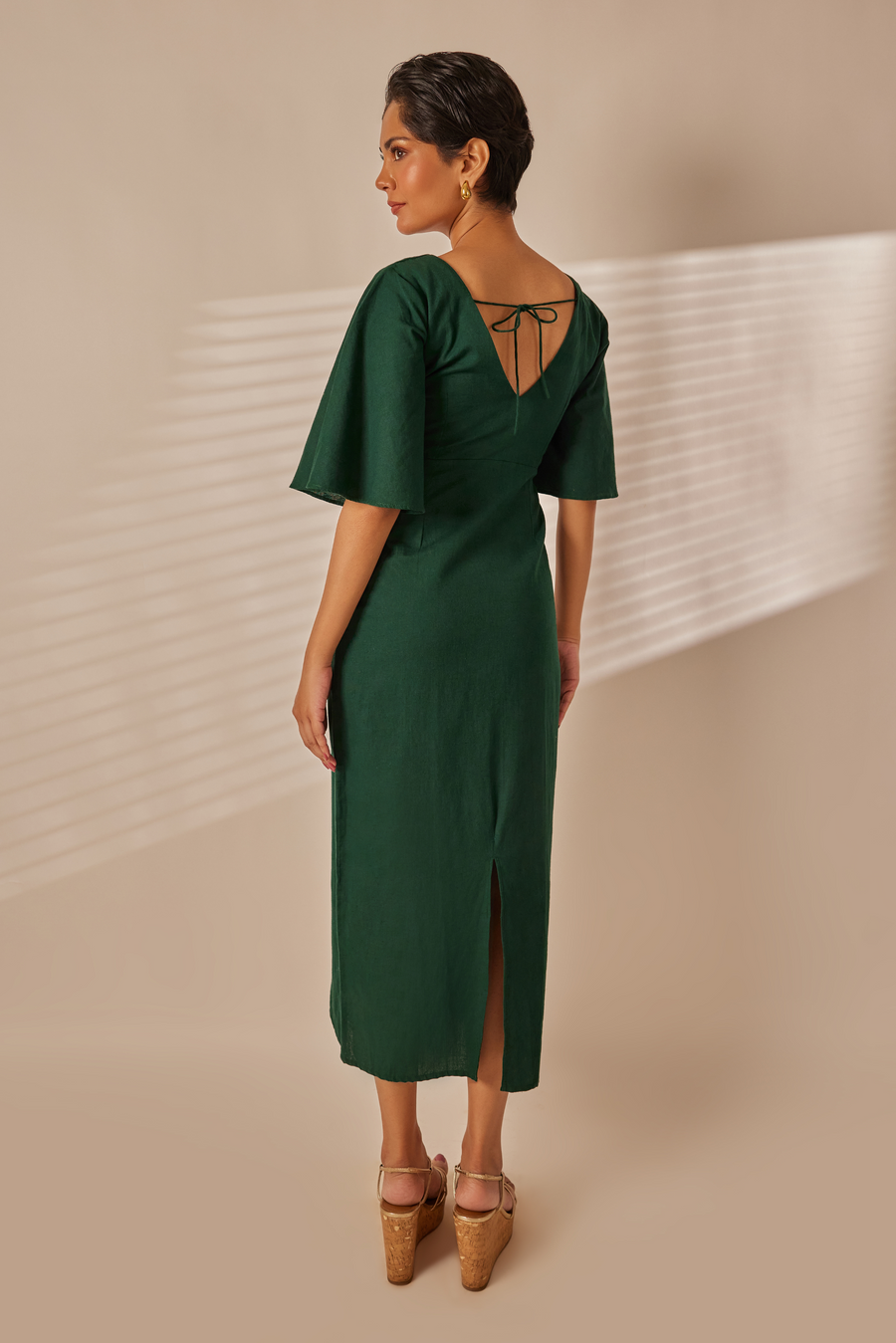 Riz Emerald Green Midi Dress