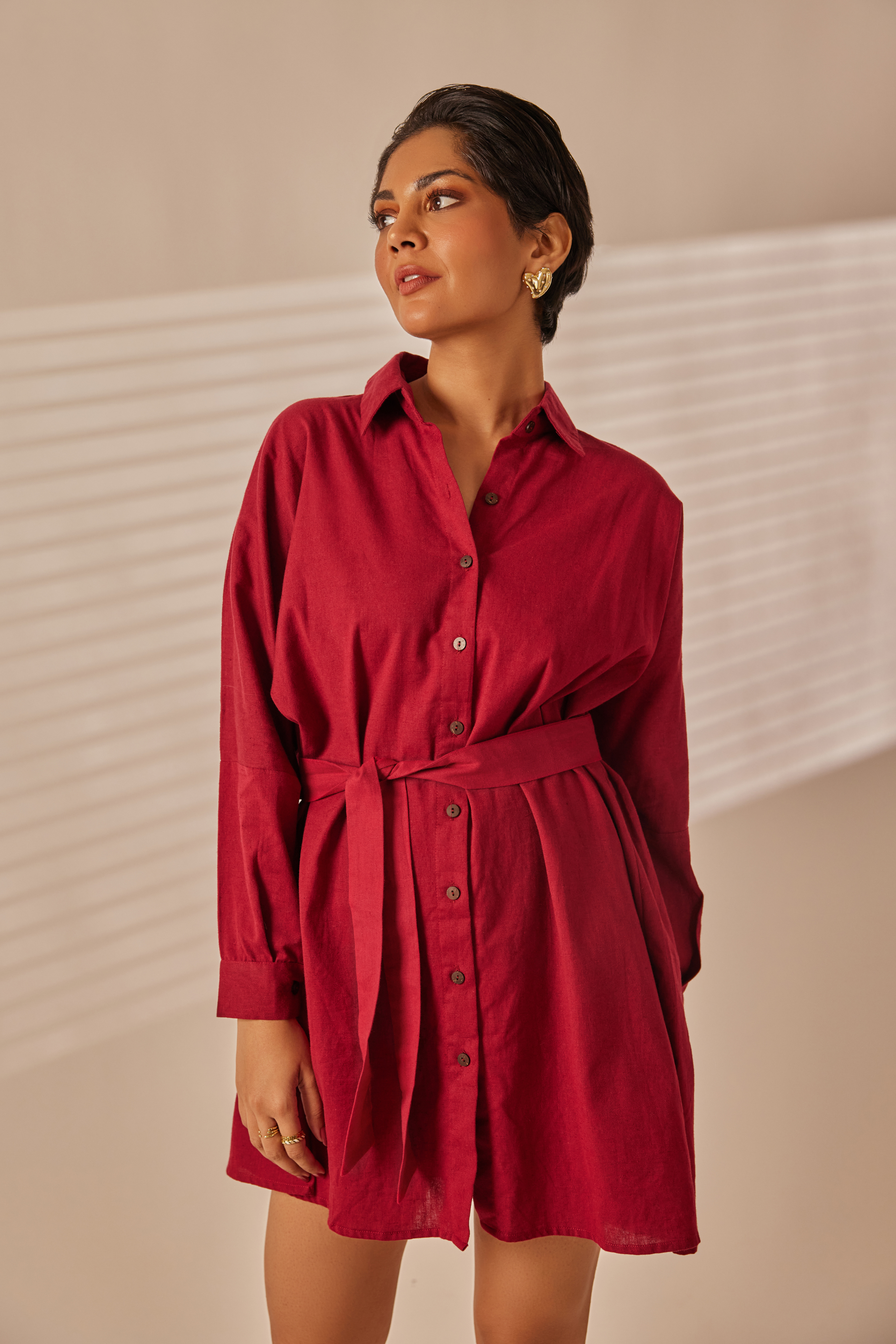 Ora Ruby Red Shirt Dress