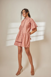 Ela Dusty Rose Eyelet Layered Dress