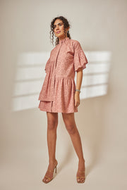 Ela Dusty Rose Eyelet Layered Dress