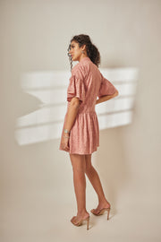 Ela Dusty Rose Eyelet Layered Dress