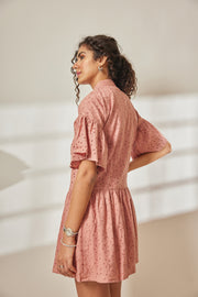 Ela Dusty Rose Eyelet Layered Dress