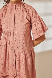 Ela Dusty Rose Eyelet Layered Dress