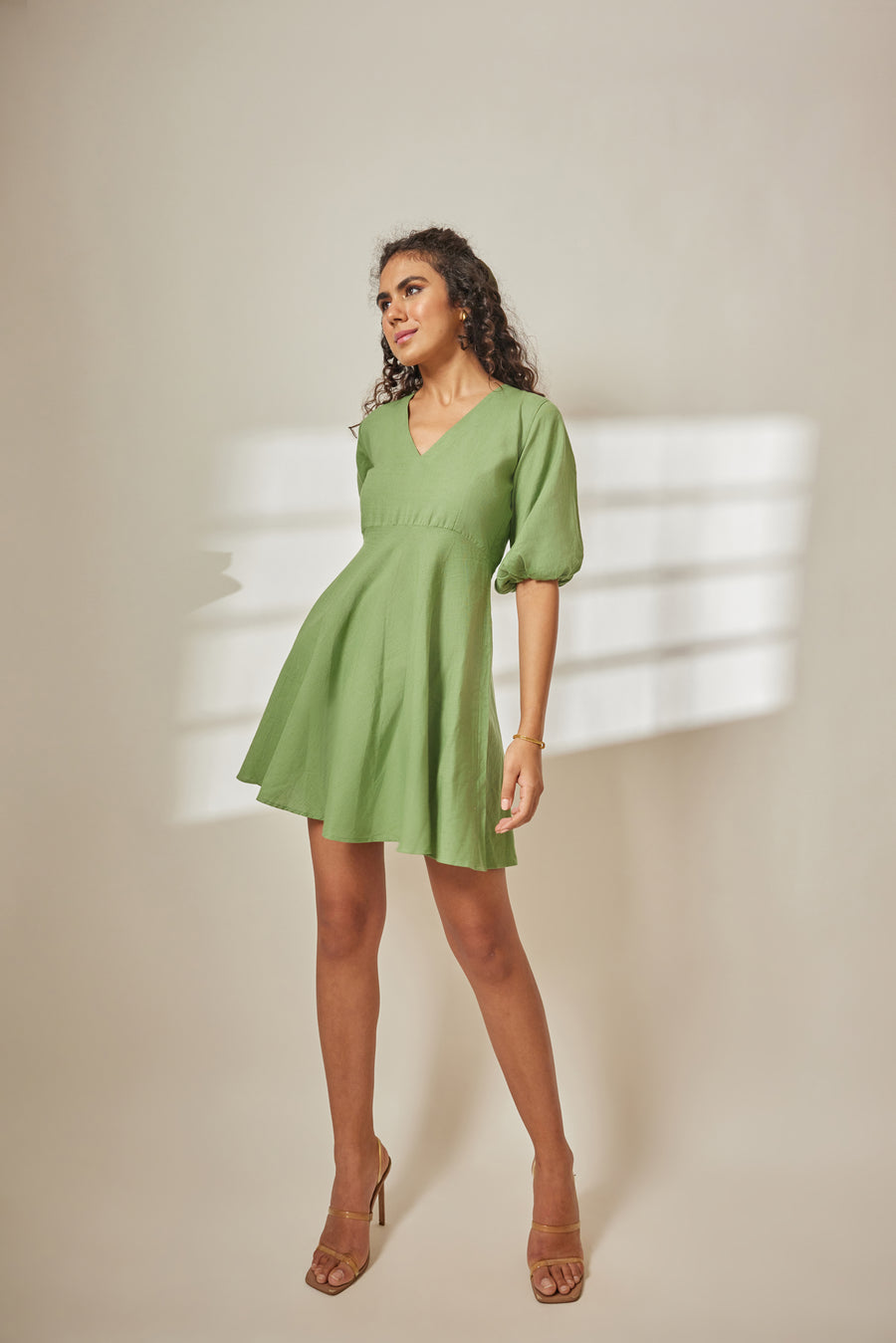 Esa Sage Green Puff Sleeve Dress Amaatie Esa Sage Green Puff Sleeve Dress Amaatie