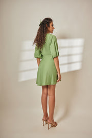 Esa Sage Green Puff Sleeve Dress