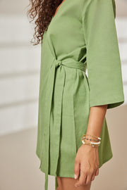 Lei Sage Green Short Wrap Dress