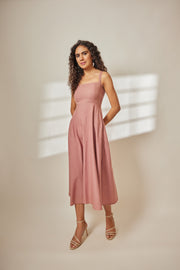 Rue Dusty Rose Strappy Midi Dress