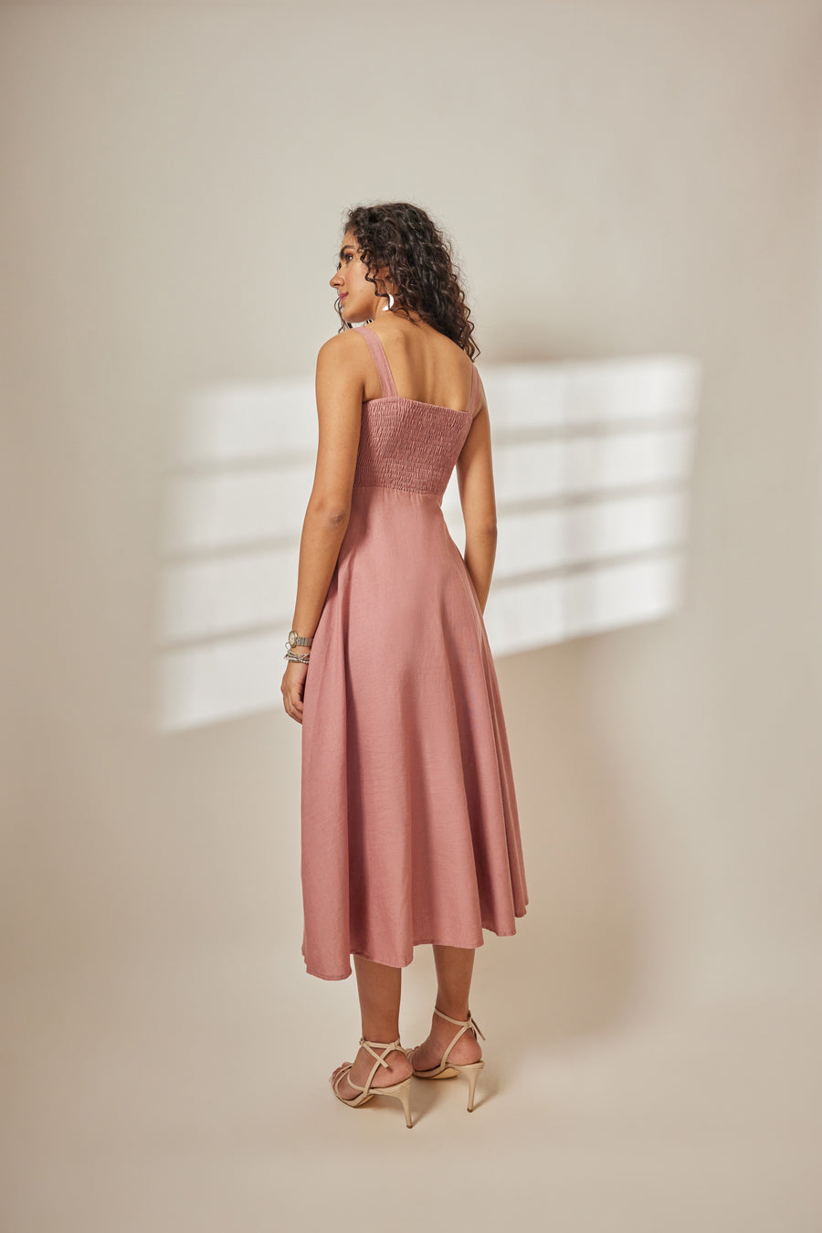 Rue Dusty Rose Strappy Midi Dress