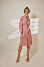 Ara Dusty Rose Pleated Shirt Dress